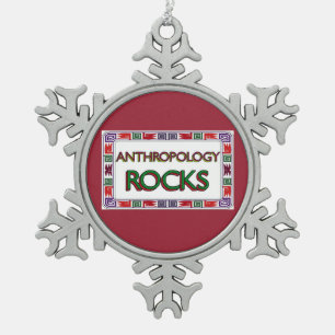 Anthropology Rocks Snowflake Pewter Christmas Ornament