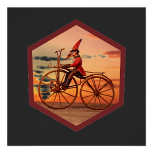 Anthropomorphic Anteater Riding an Antique Bicycle Poster