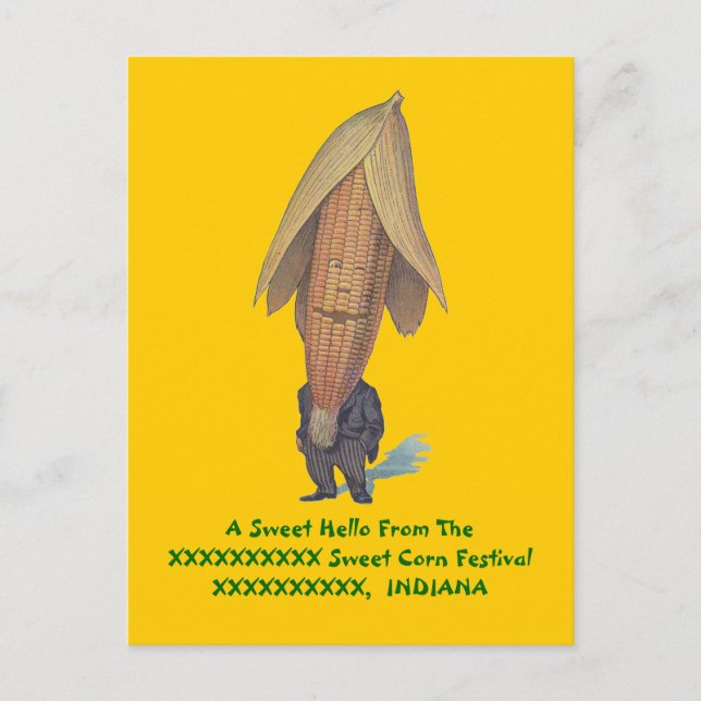 ANTHROPOMORPHIC ~ ANTIQUE CORN MAN Image~ POSTCARD (Front)