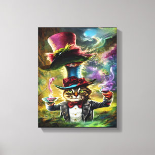 anthropomorphic Cat Mad Hatter Fantasy Fairytale Canvas Print