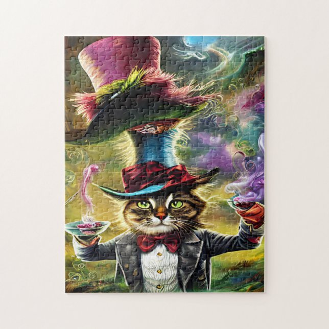  anthropomorphic Cat Mad Hatter Fantasy Fairytale  Jigsaw Puzzle (Vertical)