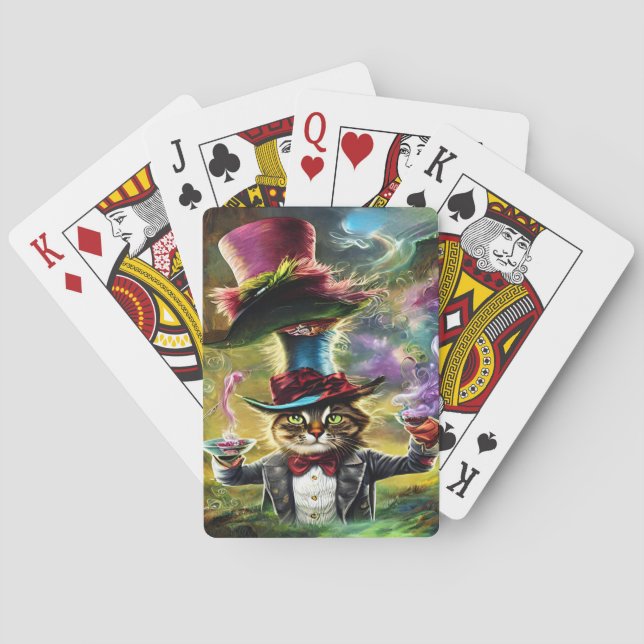  anthropomorphic Cat Mad Hatter Fantasy Fairytale  Playing Cards (Back)