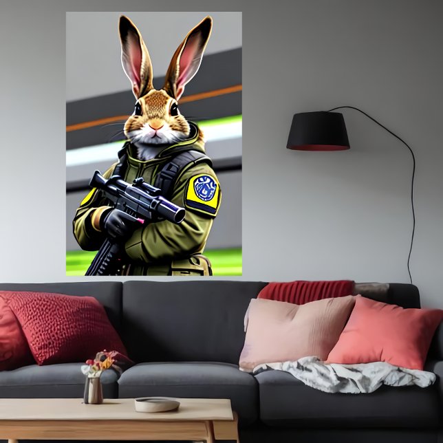 Anthropomorphic cool rabbit Soldier | AI Art Poster (Creator Uploaded)