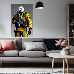 Anthropomorphic eagle solider   AI Art Poster
