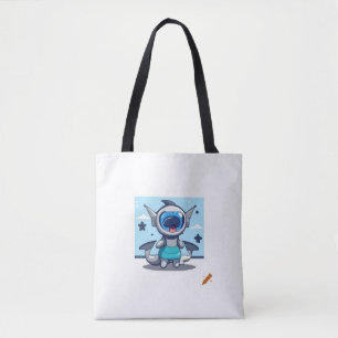 "Anthropomorphic F-22 Raptor Shark-Inspired Design Tote Bag