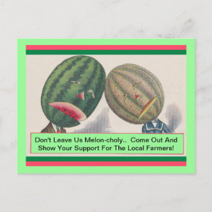 ANTHROPOMORPHIC Melons Pun Produce POSTCARD
