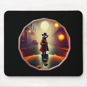 Anthropomorphic Racoon Private Detective Mouse Pad