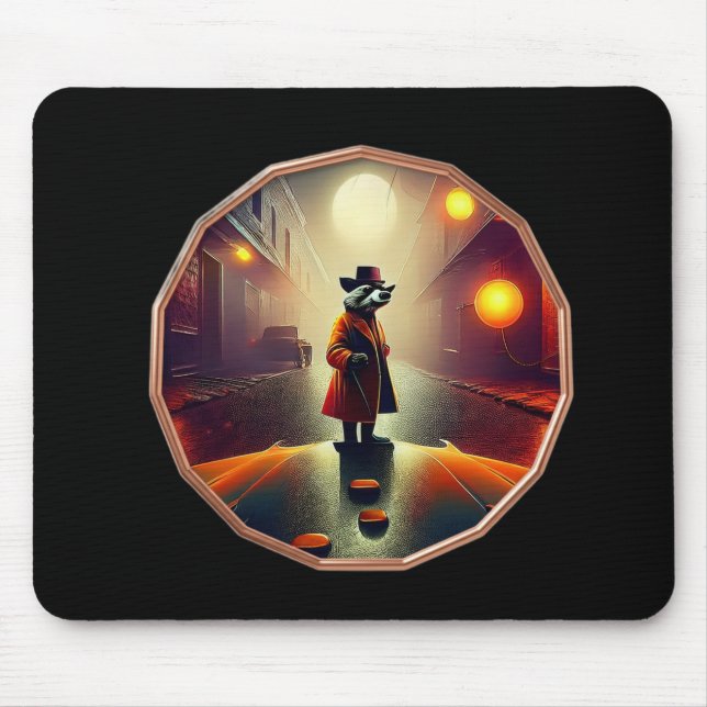 Anthropomorphic Racoon  Private Detective          Mouse Pad (Front)