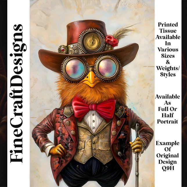 Anthropomorphic Steampunk Chicken Q9H Decoupage Tissue Paper (Creator Uploaded)