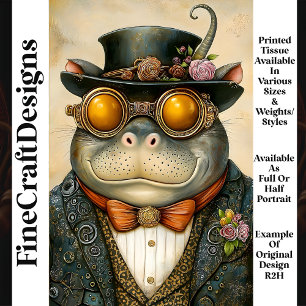 Anthropomorphic Steampunk Hippo R2H Decoupage Tissue Paper