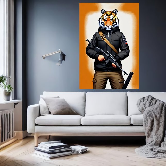Anthropomorphic Tiger soldier | AI Art Poster (Creator Uploaded)