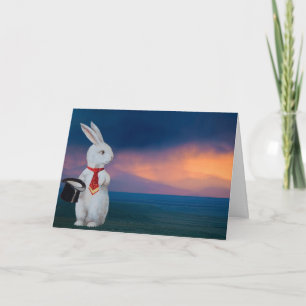 Anthropomorphic White Rabbit in New Mexico Holiday Card