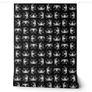Anthropomorphous tribal style hand drawn pattern wallpaper
