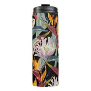 Anthurium and strelitzia seamless vintage pattern. thermal tumbler