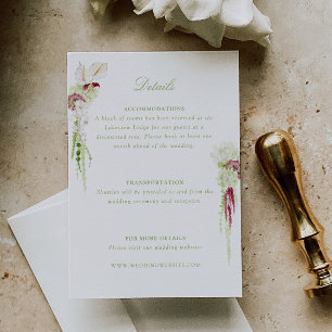 Anthurium Cascading Bouquet Wedding Details Enclosure Card