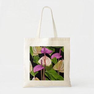 Anthurium pink glossy flowers. tote bag