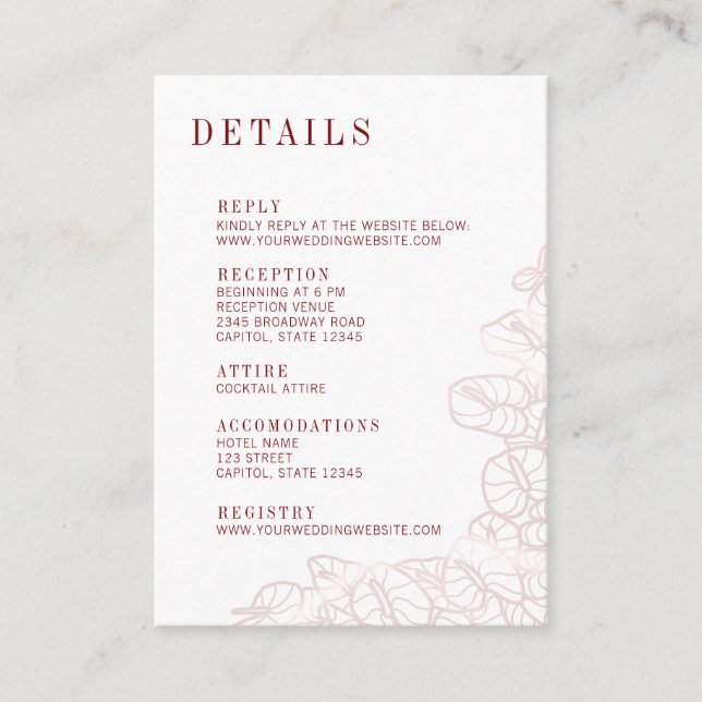 Anthurium Romantic Modern Details & Reply Card (Front)