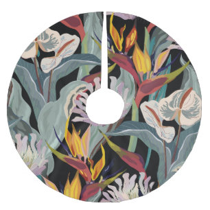 Anthurium Strelitzia: Tropical Vintage Splendour. Brushed Polyester Tree Skirt