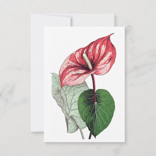 Anthurium Tropical Flower Blank Thank You Card (Front)