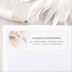 Anthuriums and Dusty Rose Flowers Pampas Grass Return Address Label