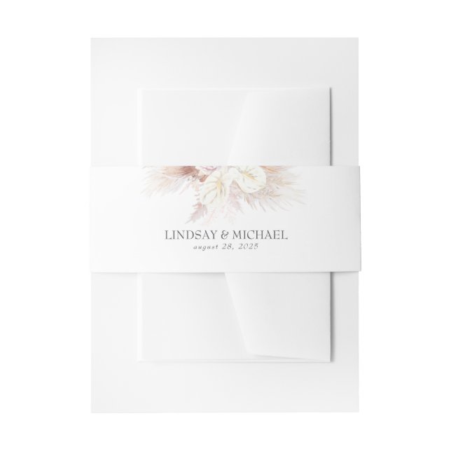 Anthuriums and Pampas Grass Elegant Exotic Invitation Belly Band (Front Example)