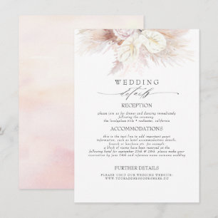Anthuriums and Pampas Grass Wedding Information Enclosure Card