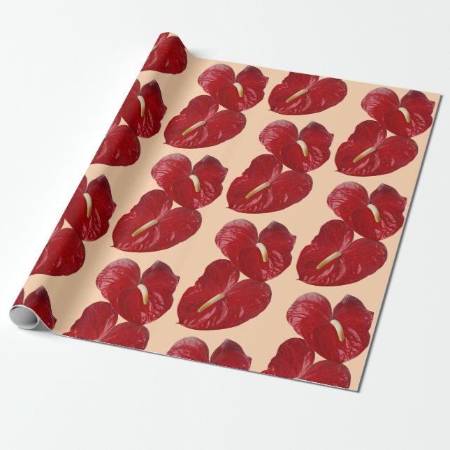 Anthuriums customisable background wrapping paper (Unrolled)