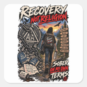 Anti AA Recovery Not Religion Square Sticker