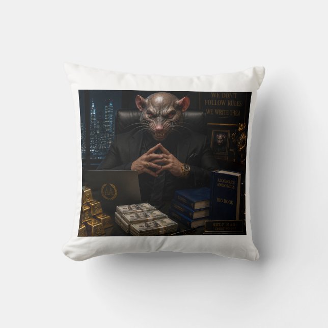 Anti AA Self Made Rat Throw Pillow (Front)