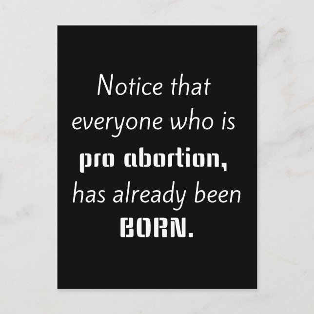 Anti-Abortion Statement Christian Postcard (Front)