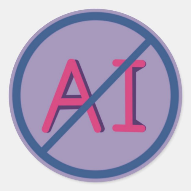 Anti AI 3 inch Round Sticker  (Front)