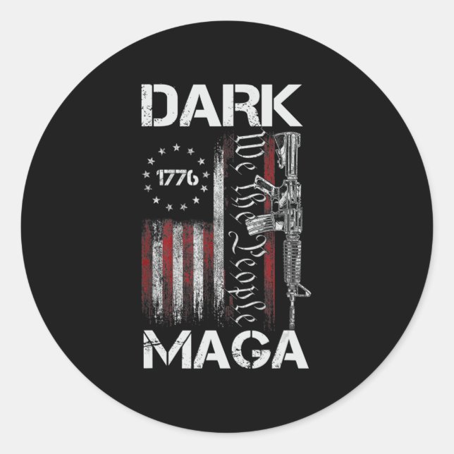 ANTI-BIDEN DARK MAGA SUPPORT TRUMP  CLASSIC ROUND STICKER (Front)