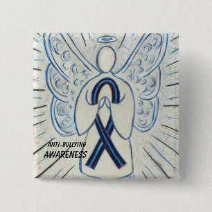 Anti-Bullying Awareness Angel Blue Ribbon Pin