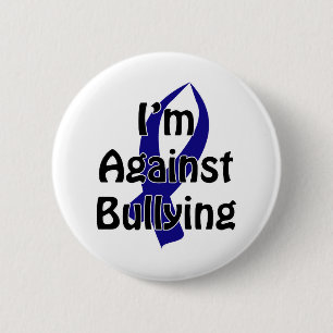 Anti-Bullying Blue Ribbon 6 Cm Round Badge