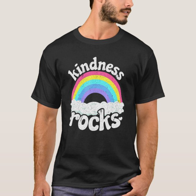 Anti Bullying Hippie Retro Teacher Rainbow Kindnes T-Shirt (Front)