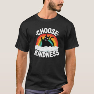 Anti Bullying Rainbow Peace Kind Hippie Cat Choose T-Shirt