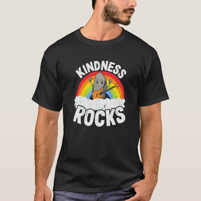 Anti Bullying Rainbow Retro Music Teacher Kindness T-Shirt (Front)