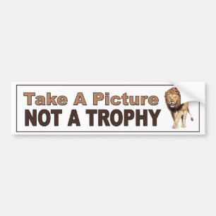 Anti Canned Hunting. Take A Picture, Not A Trophy Bumper Sticker