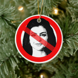 Anti Casey Desantis Crossed Out Face Ceramic Ornament