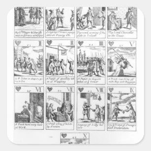 Anti-catholic playing cards commemorating square sticker