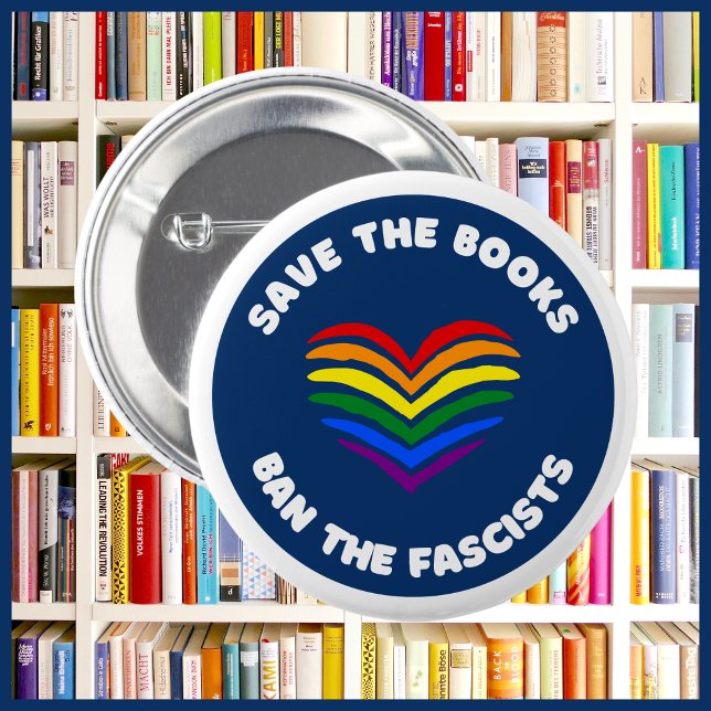 Anti-Censorship Book Banning Round Rainbow Heart 6 Cm Round Badge (Creator Uploaded)