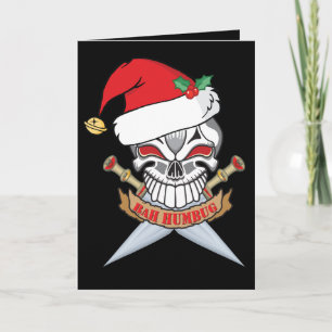 Anti-Christmas Santa Pirate  Skull Holiday Card