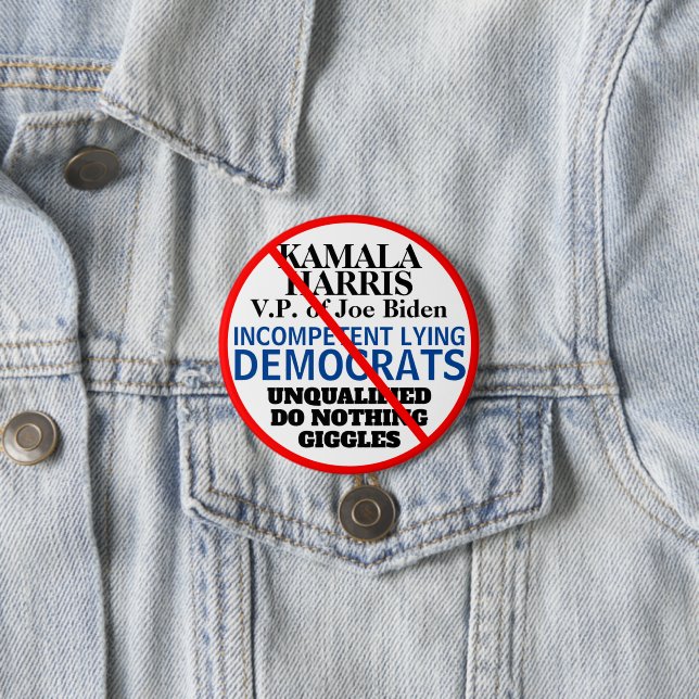 Anti Democratic Party Biden Harris 7.5 Cm Round Badge (In Situ)