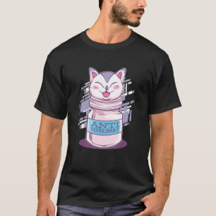 Anti Depressive Cat Coming Out Of Box Anti Depress T-Shirt