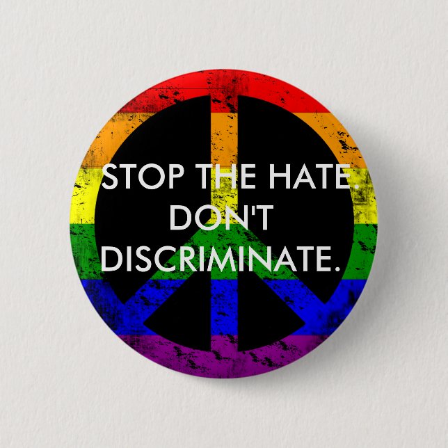 Anti Discrimination and Equality Stop the Hate 6 Cm Round Badge (Front)