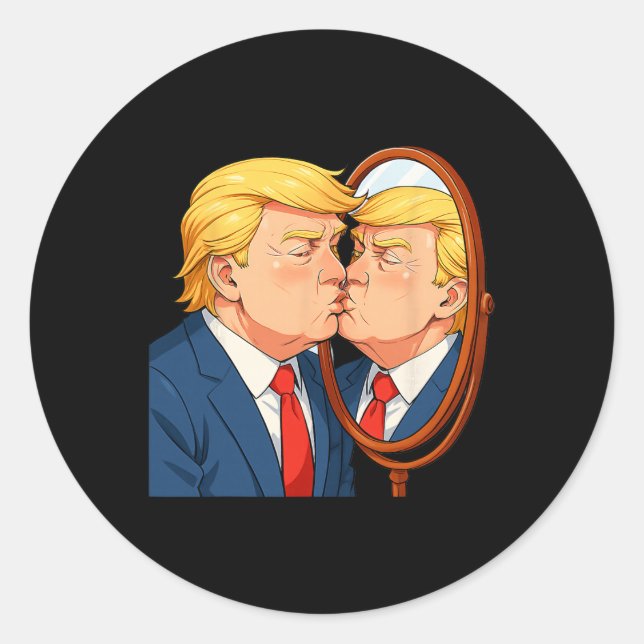 Anti-donald Trump Kissing Mirror - Narcissism Sati Classic Round Sticker (Front)