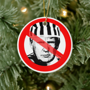 Anti Donald Trump Prisoner Crossed Out Face Ceramic Ornament