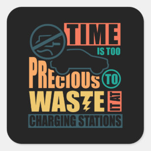Anti Electric Car Charging Stations Square Sticker