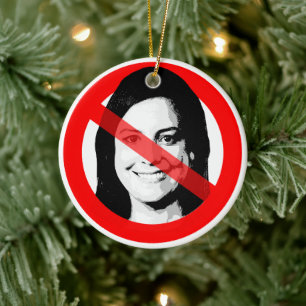 Anti Elise Stefanik Crossed Out Face Ceramic Ornament