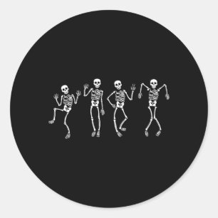 Anti Funny Dancing Skeletons Spooky Halloween Classic Round Sticker